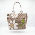 Cartera Coach Signature Flores Beige