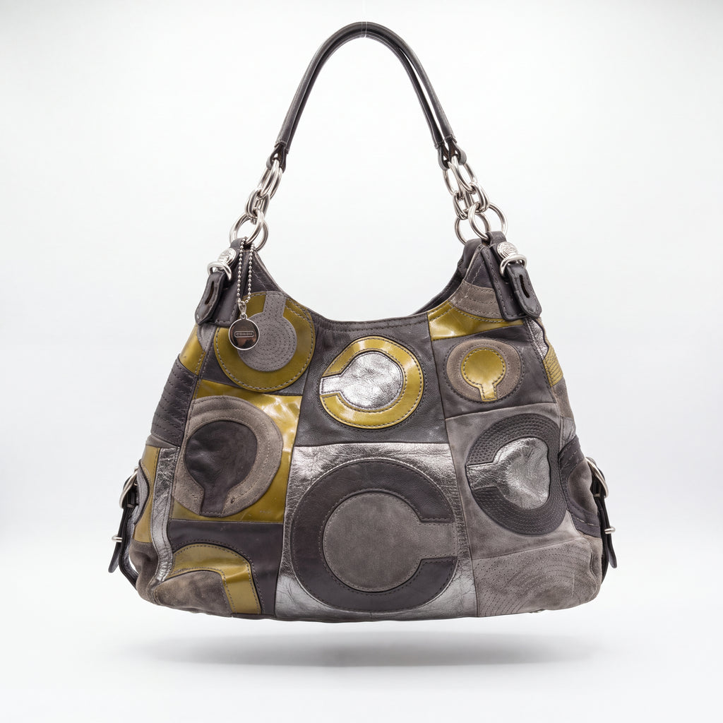 Cartera Coach Inlaid Patchwork Gris