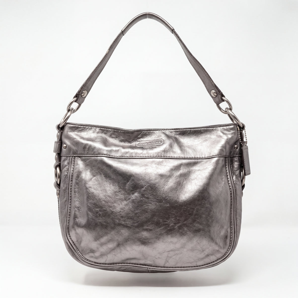 Cartera Coach Zoe Metálica Plata