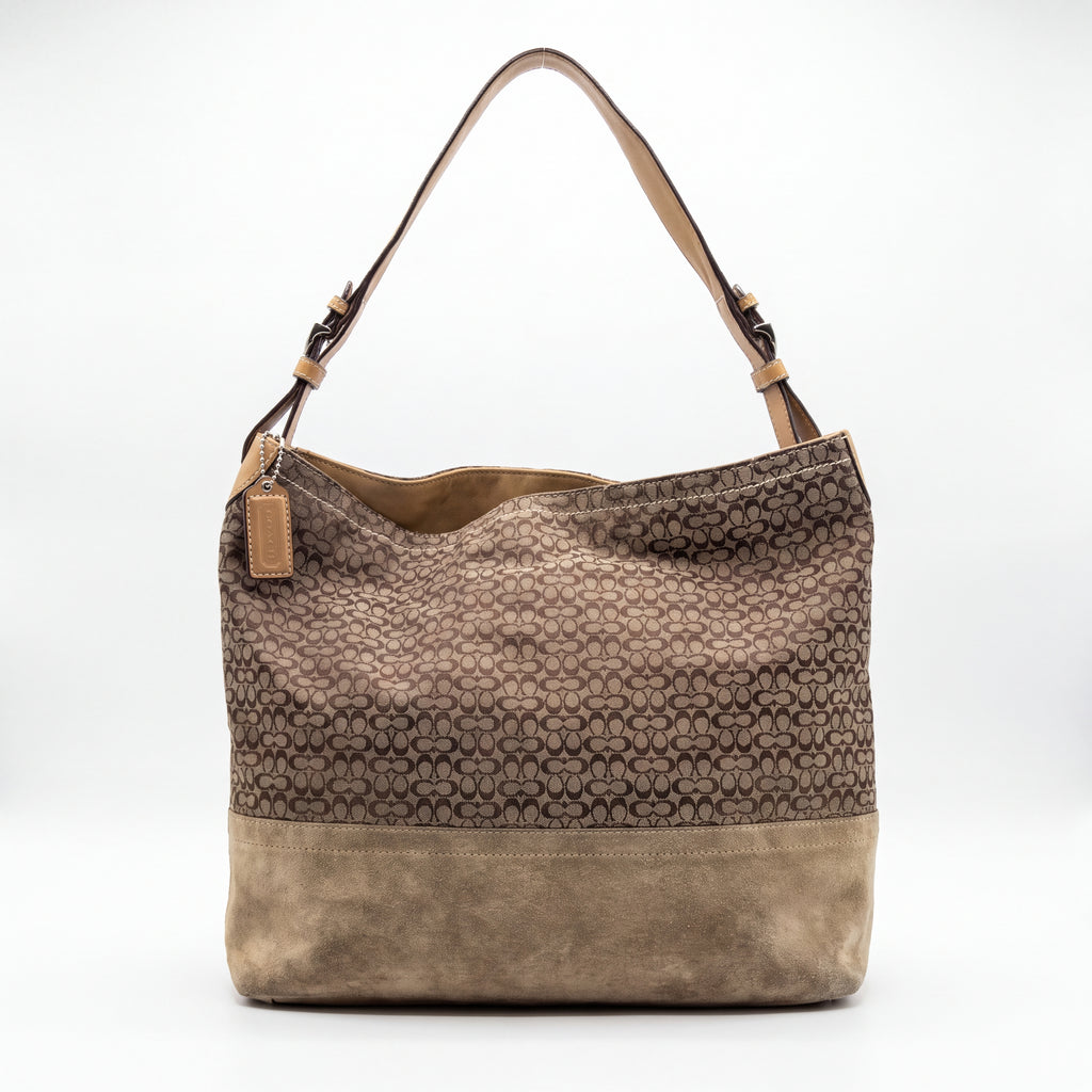 Cartera Coach Signature Gamuza Café