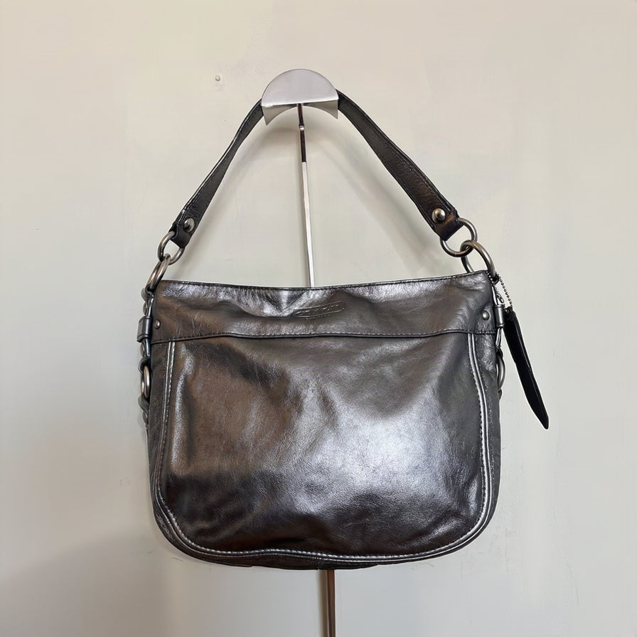 Cartera Coach Zoe Metálica Plata
