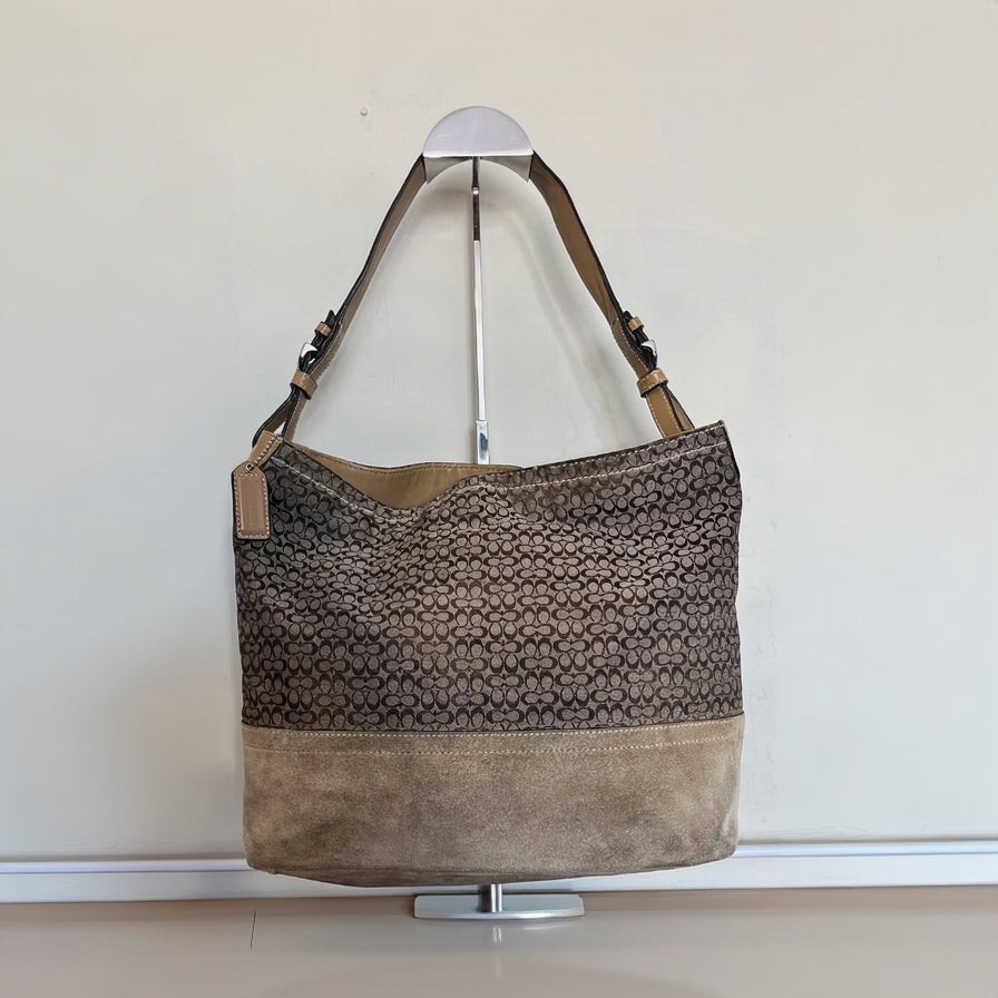 Cartera Coach Signature Gamuza Café