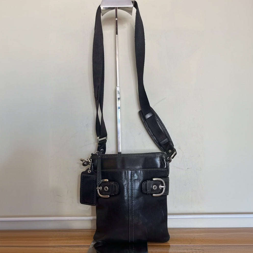Cartera Coach Bandolera Cuero Negro